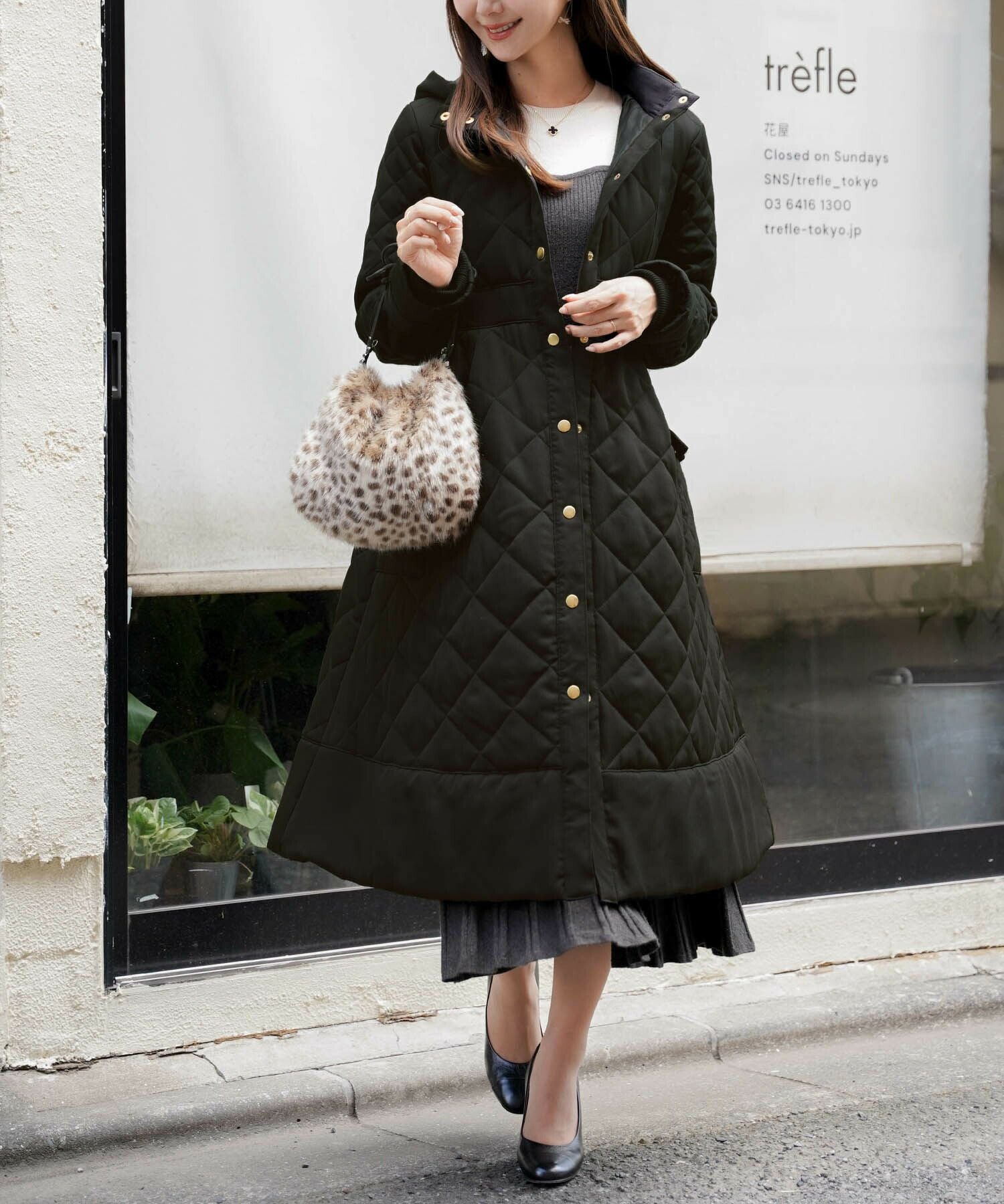 キルティング フェイクダウン ロング コート le reve vaniller 全3色