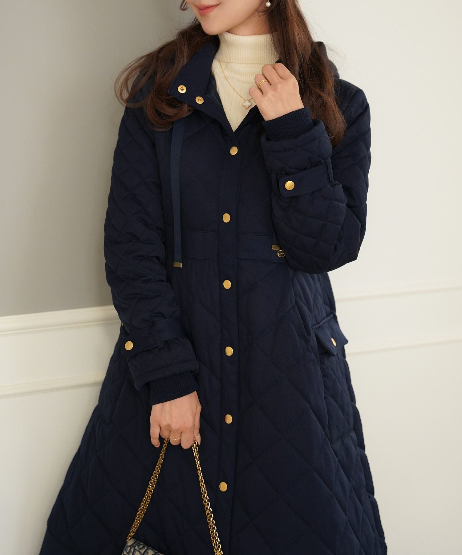 キルティング フェイクダウン ロング コート le reve vaniller 全3色