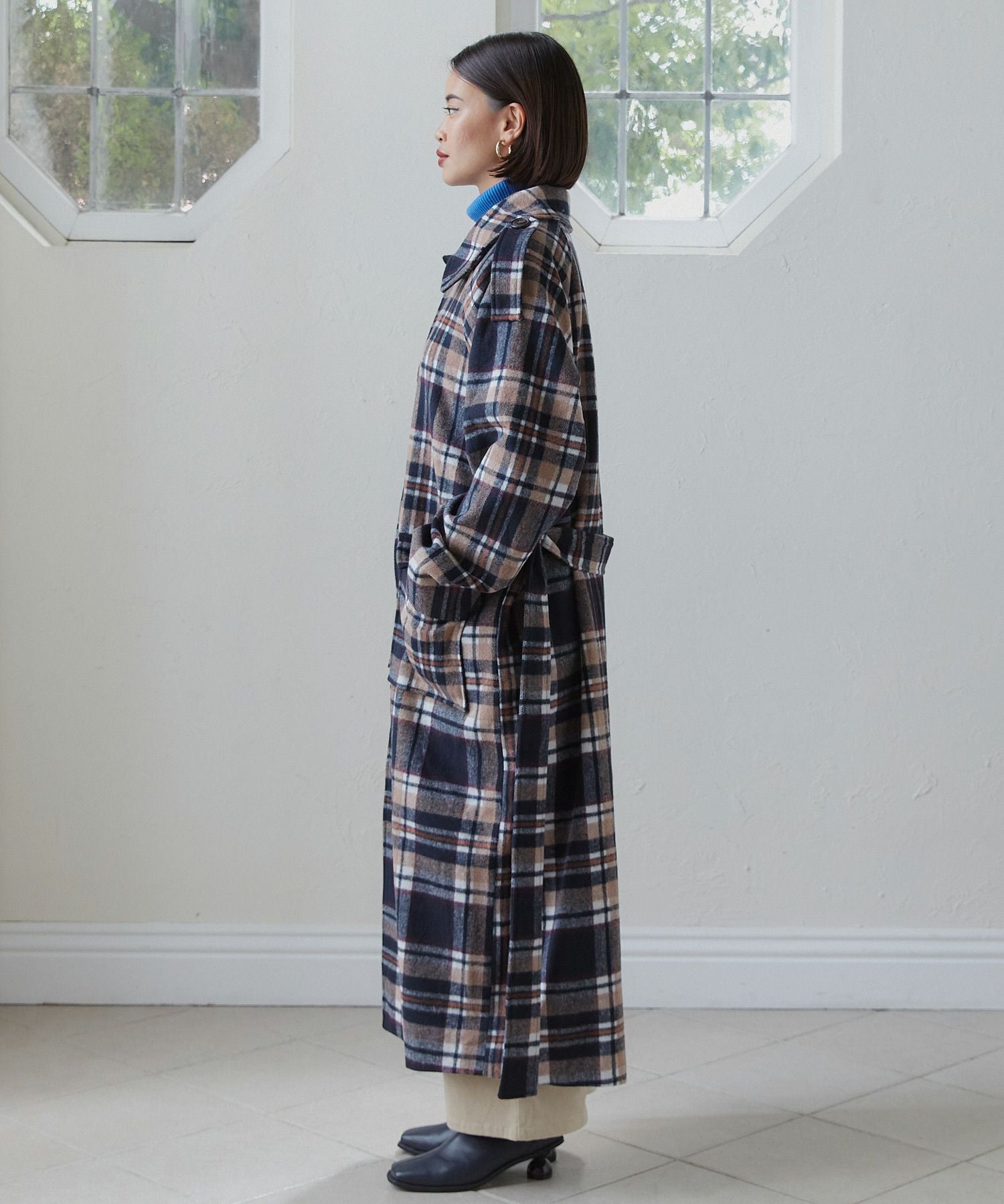 ユニセックス チェック柄コート TINA：JOJUN 全2色｜tnj112-0513【2