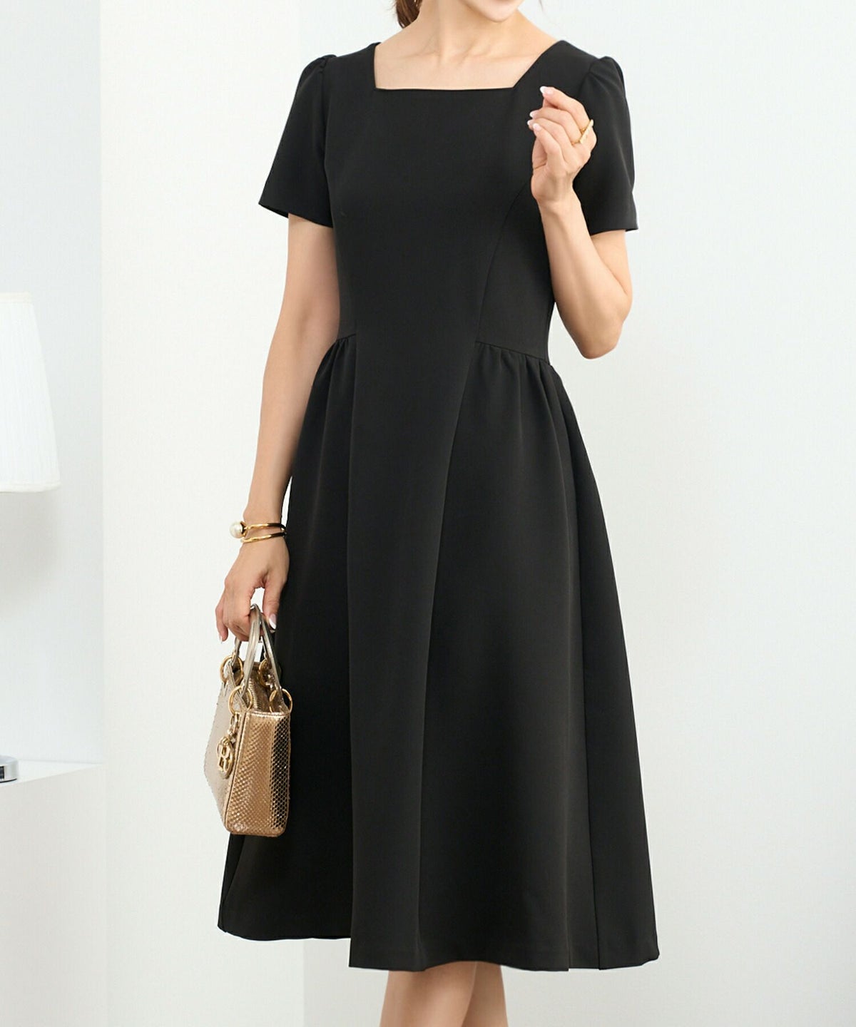 新色追加/半袖/ギャザースリーブ/フレア/パフスリーブ/エレガント/S/M