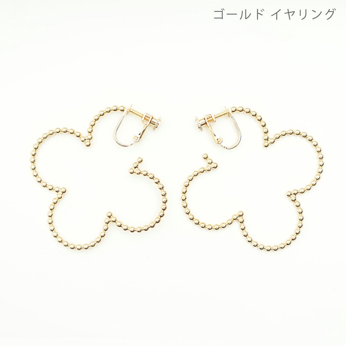 スタッズ クローバー フープ ピアス イヤリング Studs Clover Hoop Pierce Earring