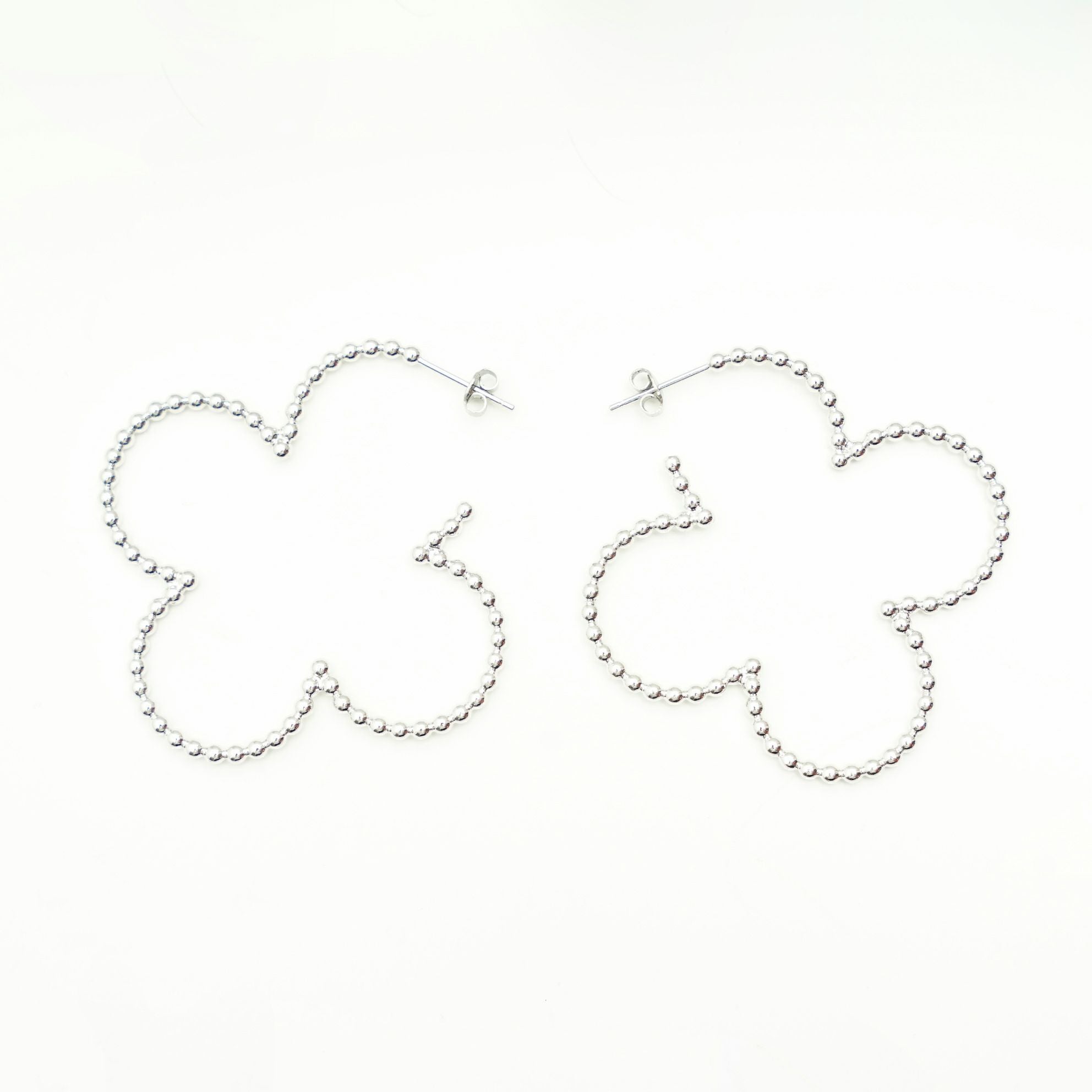 スタッズ クローバー フープ ピアス イヤリング Studs Clover Hoop