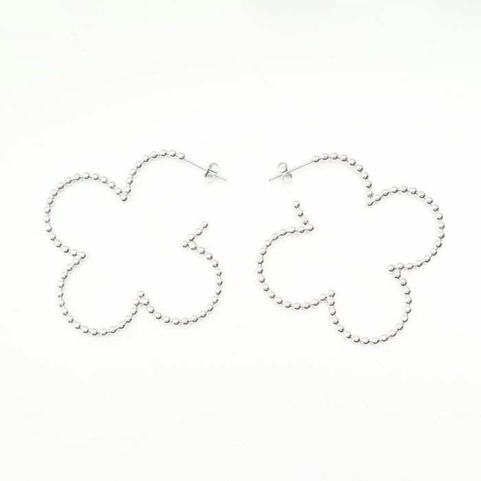 スタッズ クローバー フープ ピアス イヤリング Studs Clover Hoop Pierce Earring