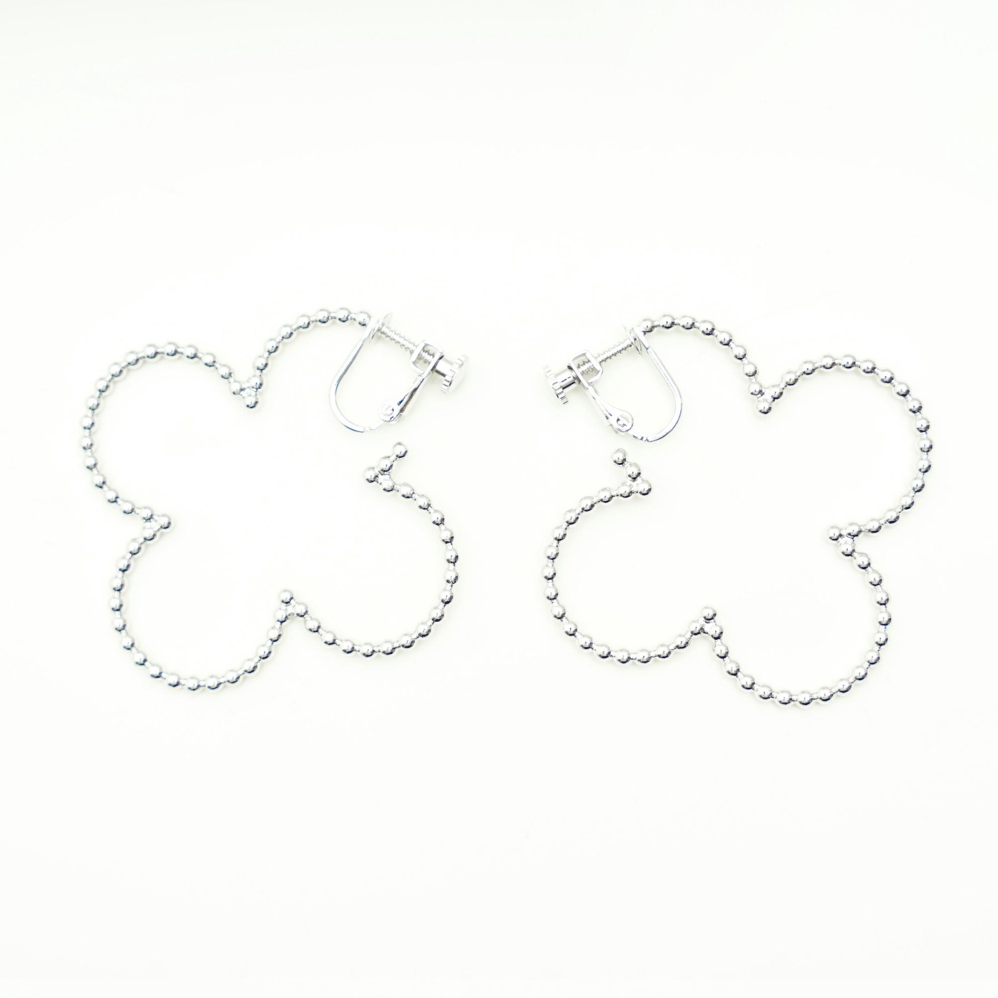 スタッズ クローバー フープ ピアス イヤリング Studs Clover Hoop