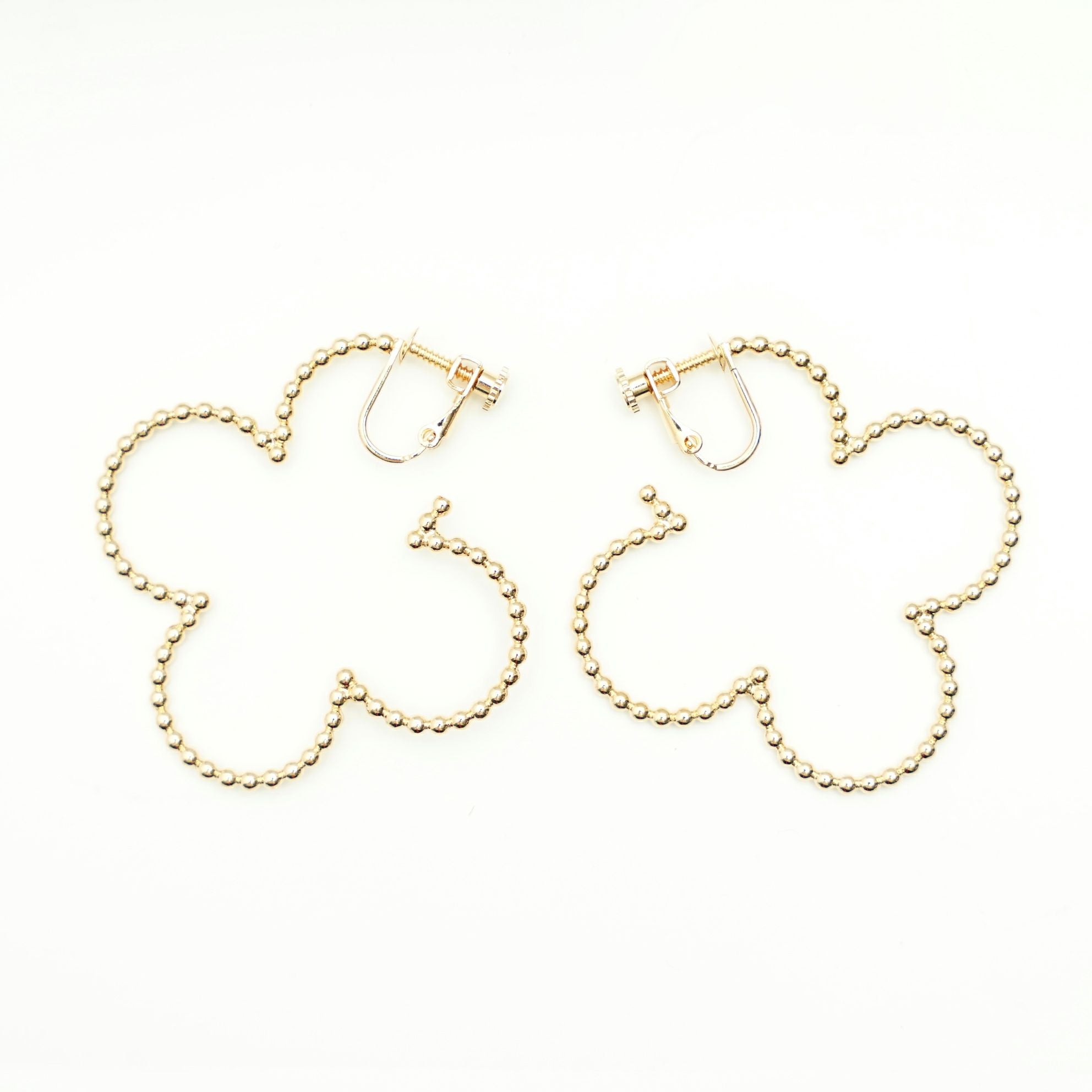 スタッズ クローバー フープ ピアス イヤリング Studs Clover Hoop