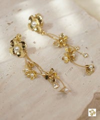 フラワー パール ウェーブ ピアス イヤリング lieulien