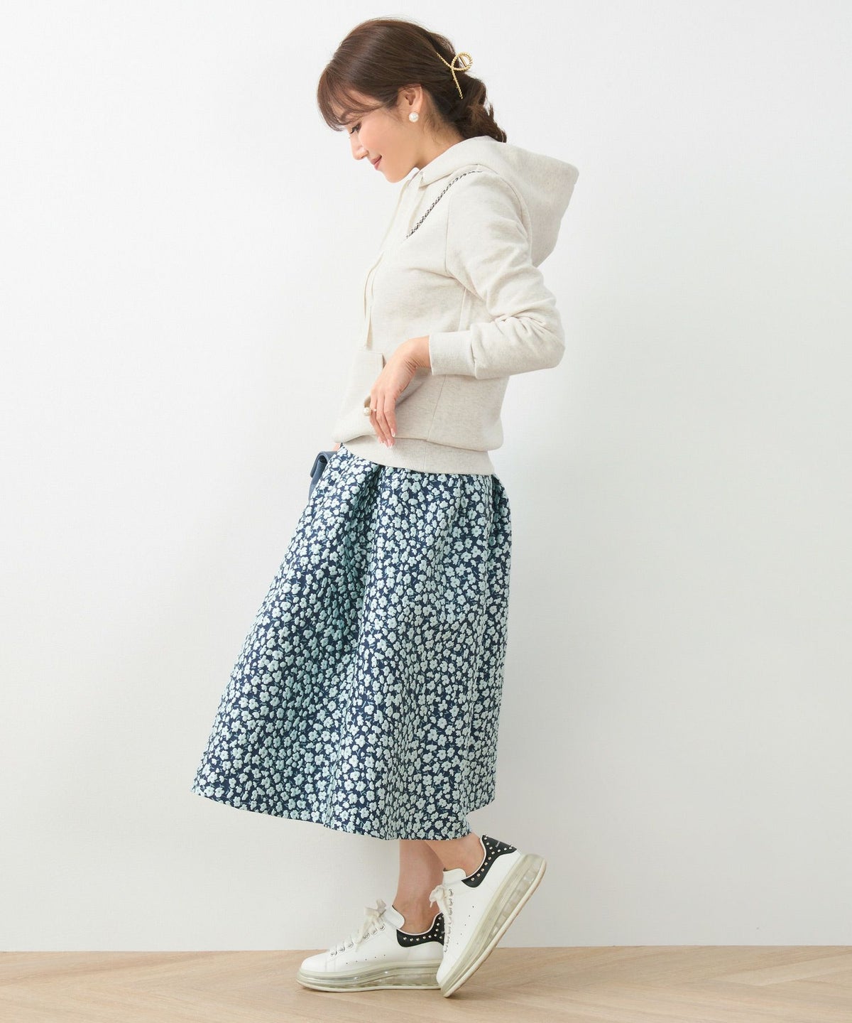 日本製/手洗い可/長袖/グログランリボン/フード/大人カジュアル