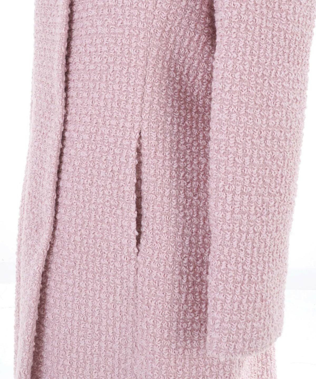 プリマシェレル/PrimaScherrer/レディース/ツイード/アウター/コート/長袖/フロントボタン/ショルダータック/ポケット/無地/ノーカラー/ロングコート/エレガント/S/M/アイボリー/ピンク/ブラック