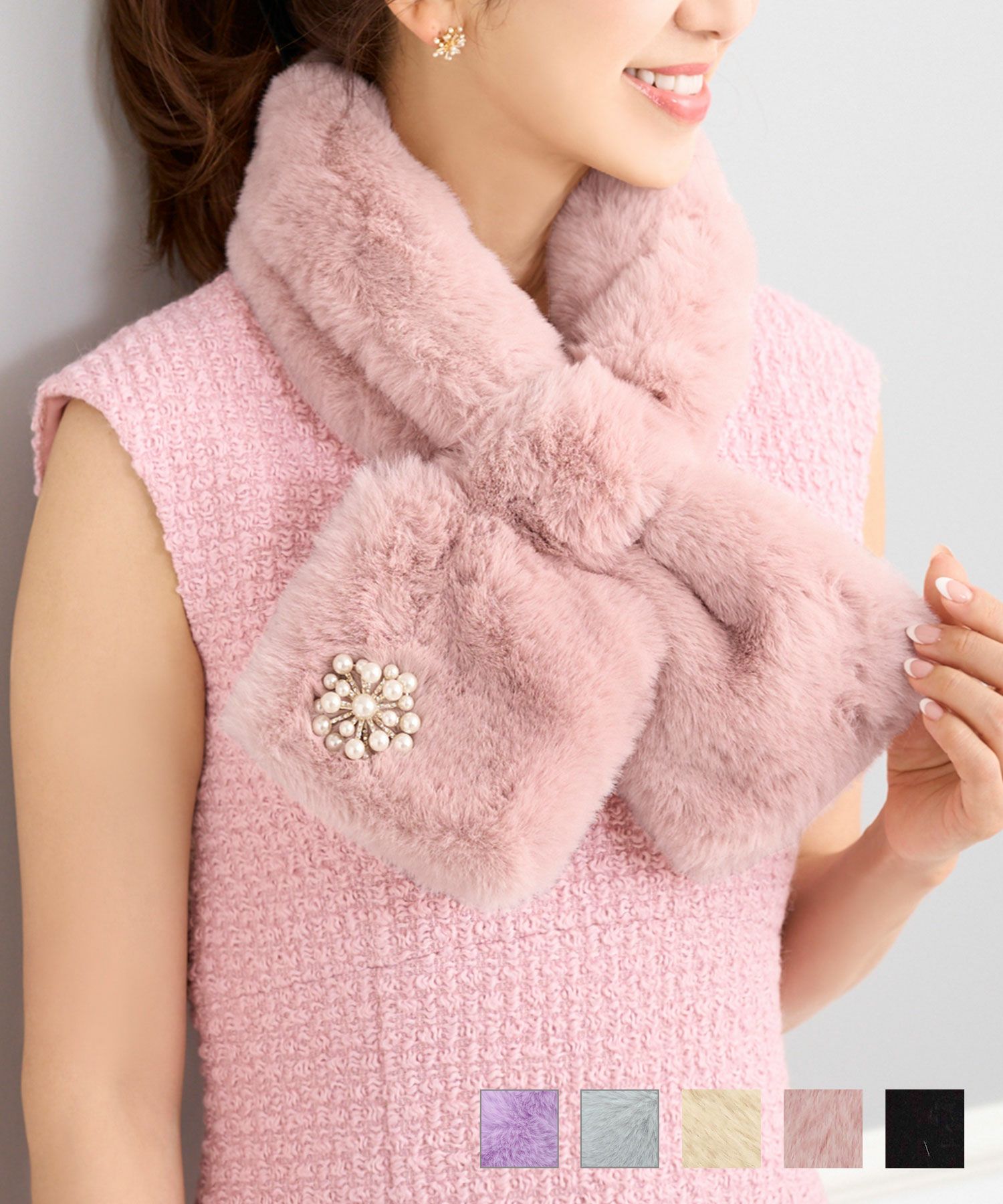 OUTLET-SALE フェイクファー ティペット Prima Scherrer 全5色｜psc912