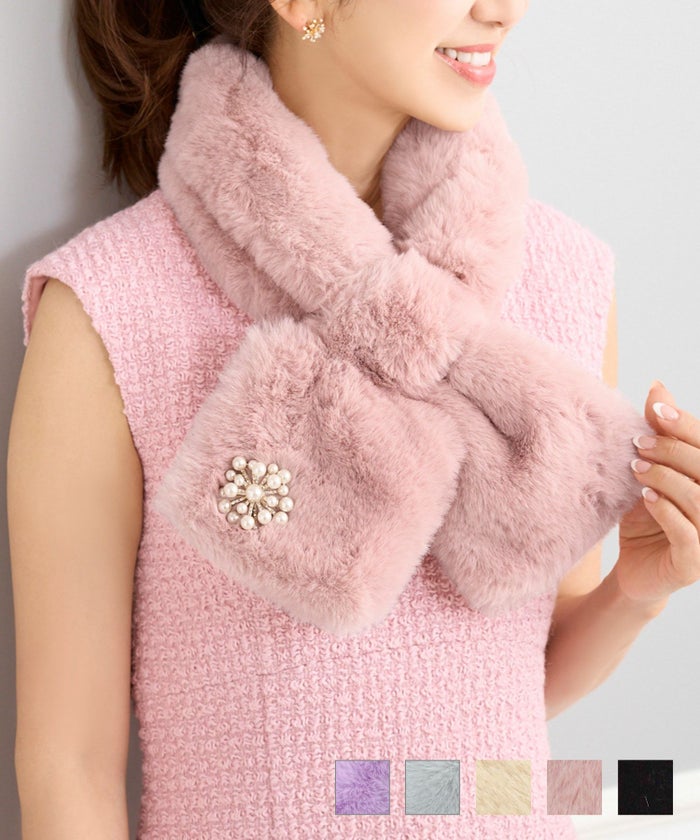 新色追加 マフラー グッズ 防寒グッズ ふわふわ エレガント 上品 大人 フェイクファー ティペット Prima Scherrer