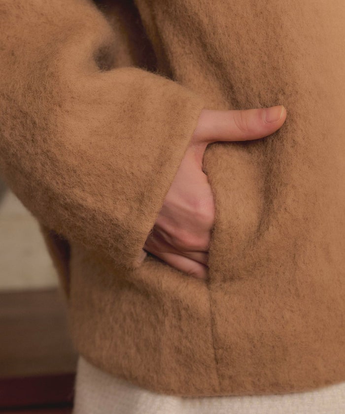 アウター/ショート丈/コクーン/キャメル/クロ/オフシロ