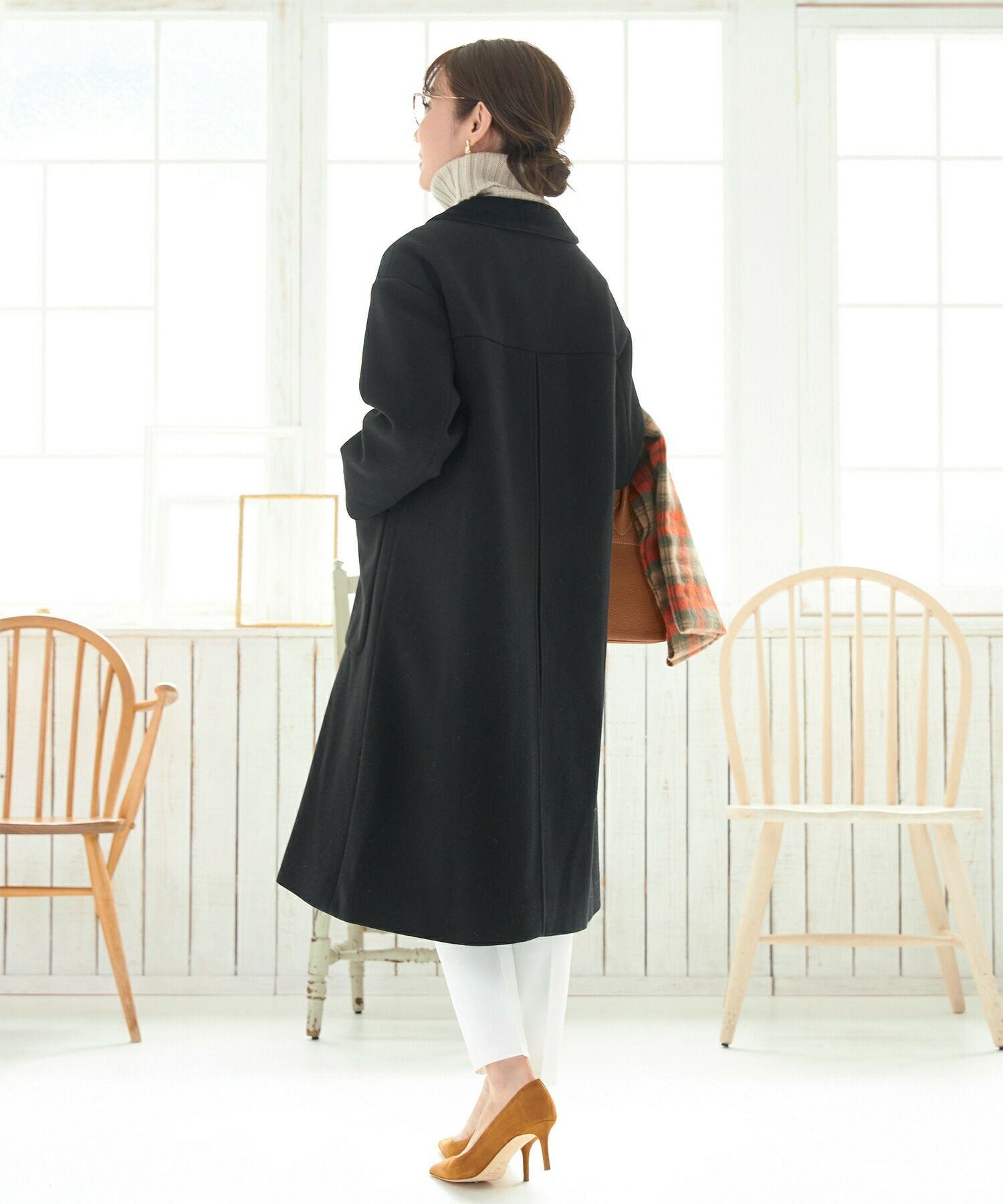 OUTLET-SALE ベロア 丸襟 後ろボックス コート Liala×PG 全2色｜lpg112