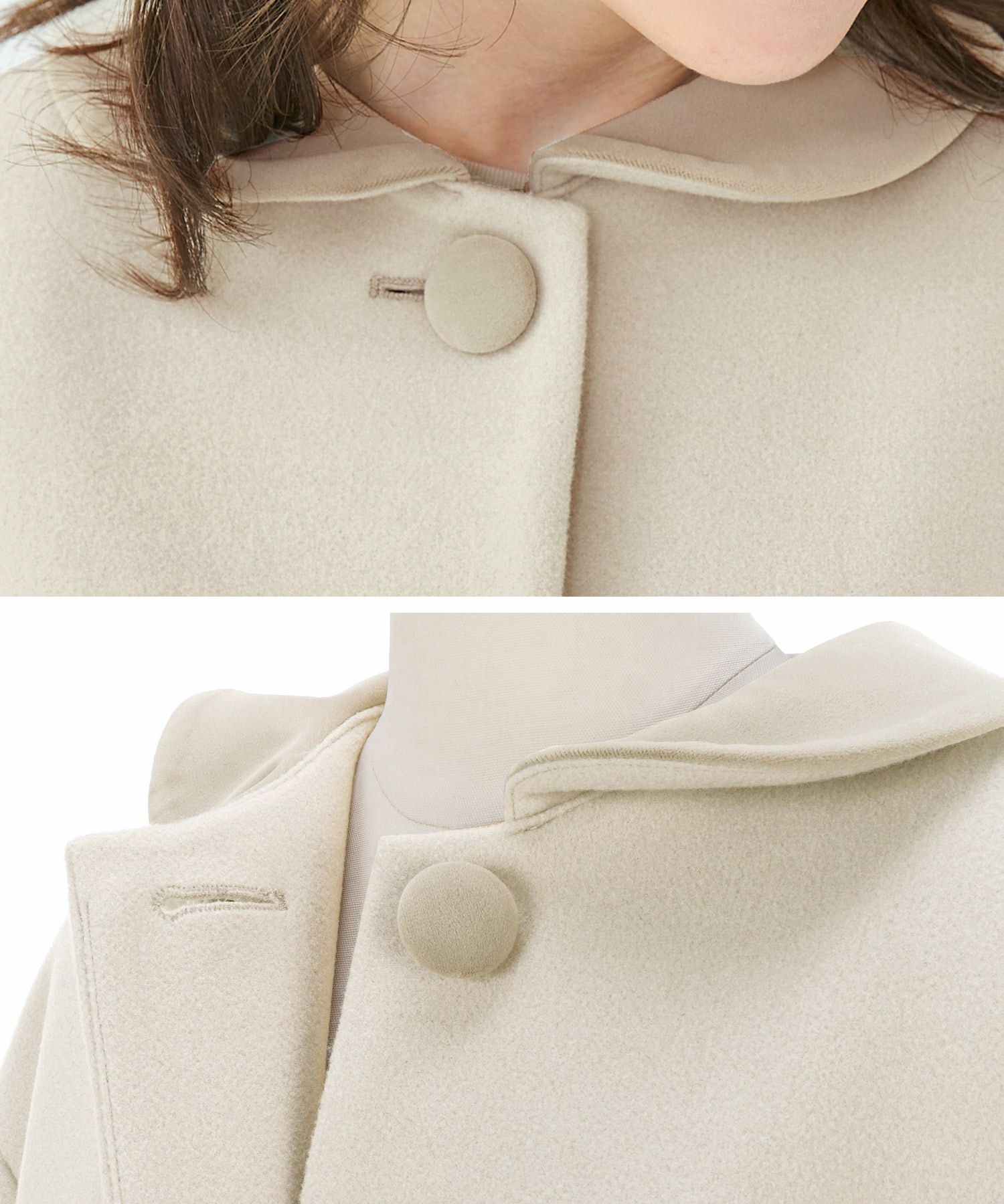 OUTLET-SALE ベロア 丸襟 後ろボックス コート Liala×PG 全2色｜lpg112
