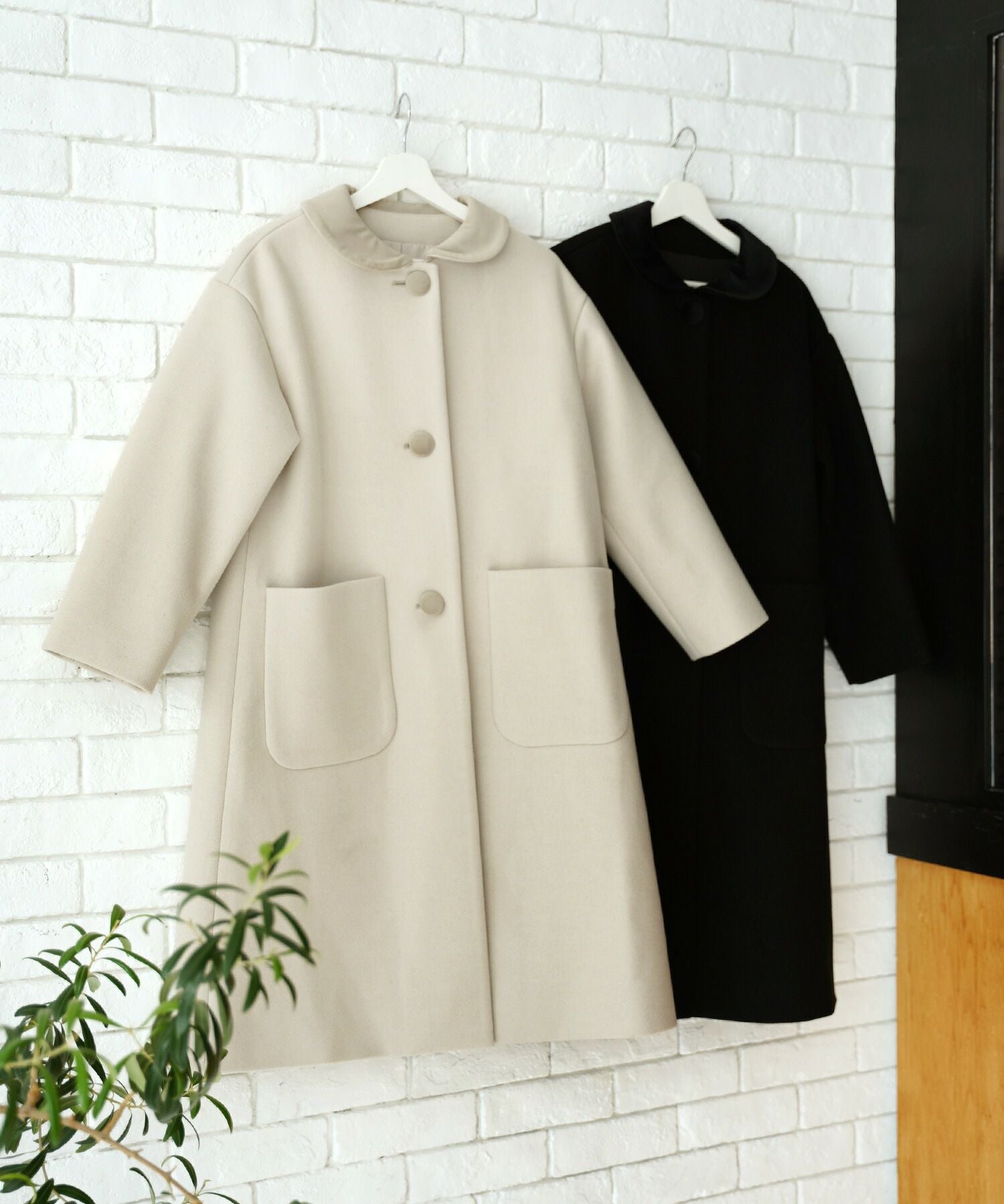 OUTLET-SALE ベロア 丸襟 後ろボックス コート Liala×PG 全2色｜lpg112