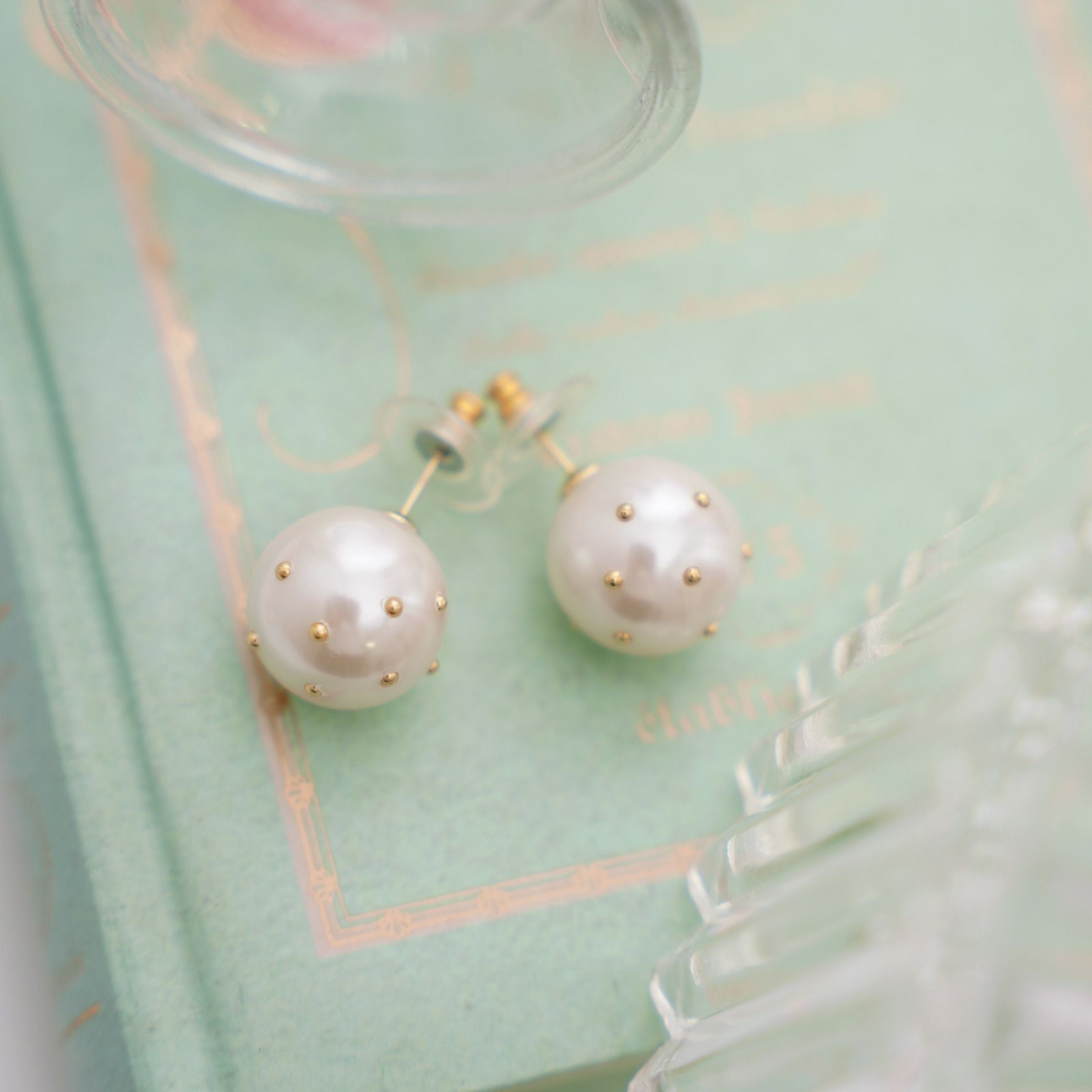 1317 ドット パール 華やか ピアス イヤリング ハンドメイド 大ぶり ドット パール ピアス イヤリング Dot Pearl Pierce Earring （Liala