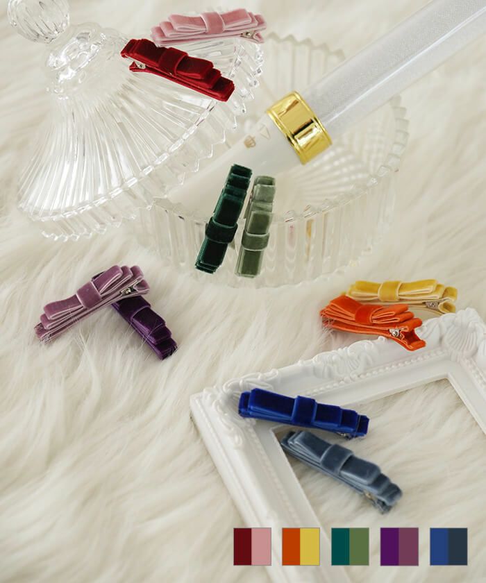 ベージュ 担当カラー 可愛い エレガント フェミニン ルビー ガーネット エメラルド アメジスト サファイア 推し活 リボン ミニ ヘアクリップ le reve vaniller