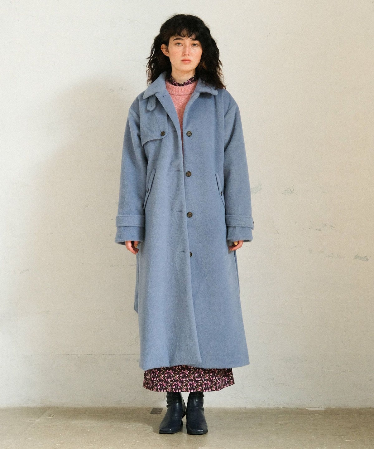 コート/シャギー/ベージュ/サックス