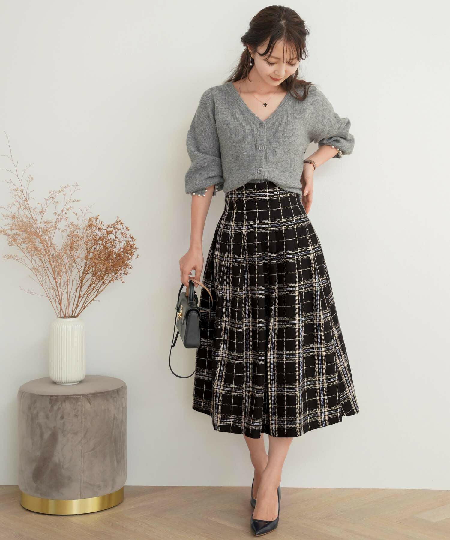 タータンチェック ハイウエスト タック スカート le reve vaniller 全2
