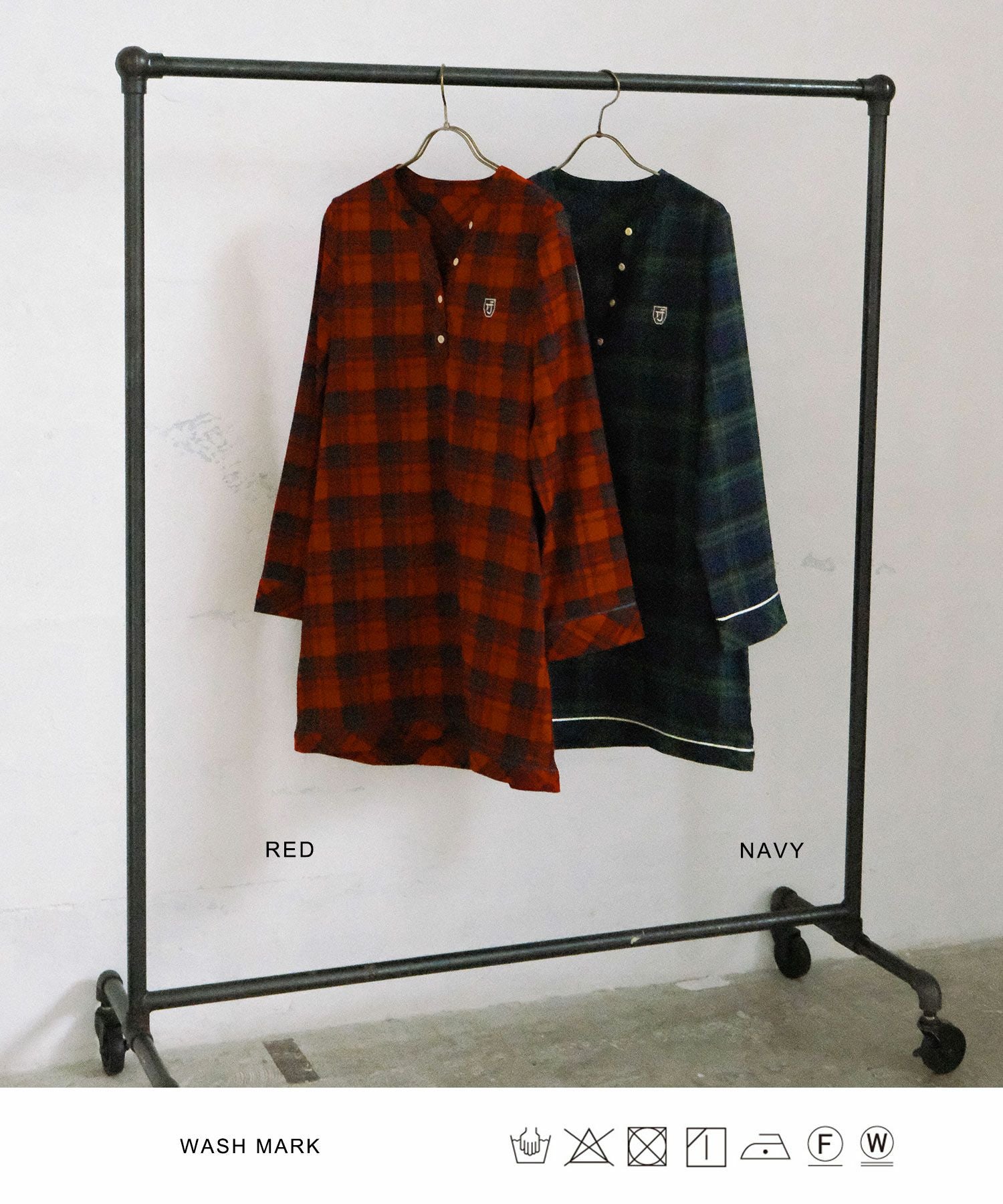 チェック柄 ヘンリーネックワンピース TINA：JOJUN 全2色｜tnj312-0523