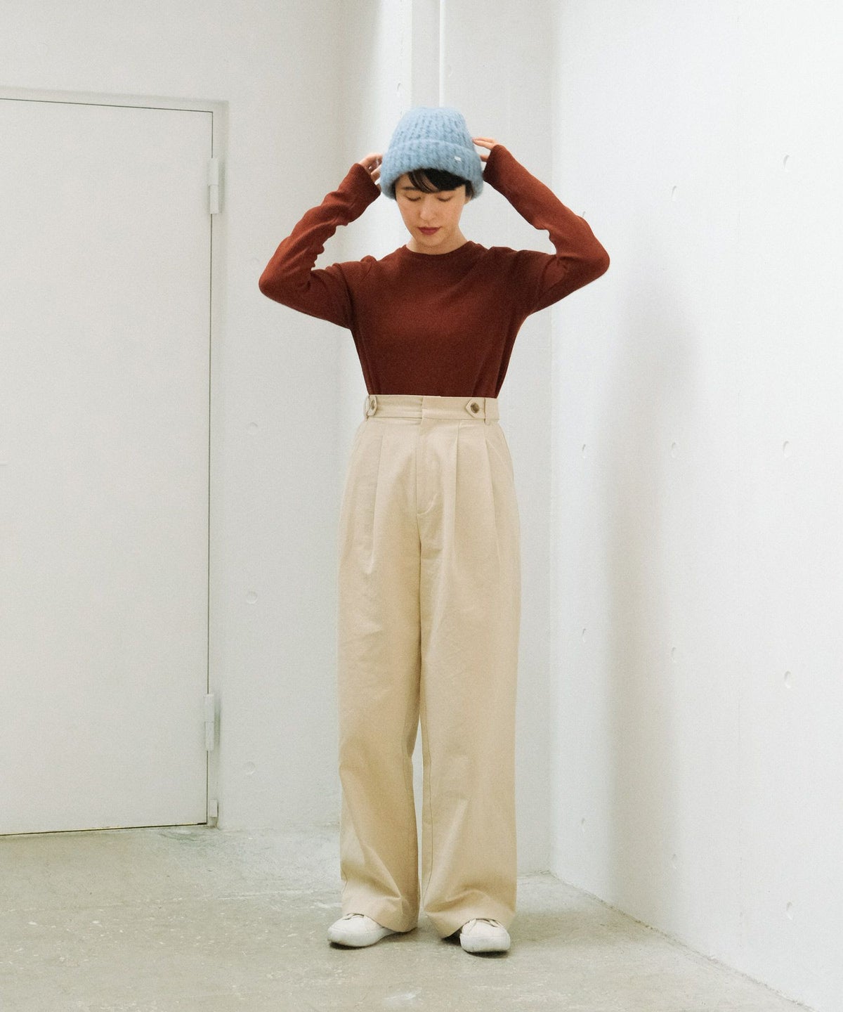 トップス/カットソー/リブ/スノー/ツリー/ブリック