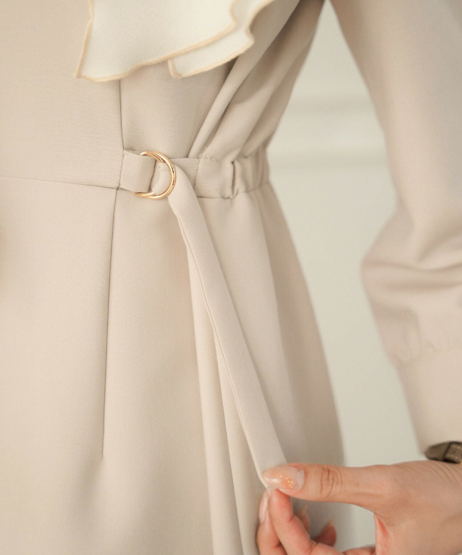 レイヤードデザイン バイカラー サイドベルト ワンピース le reve