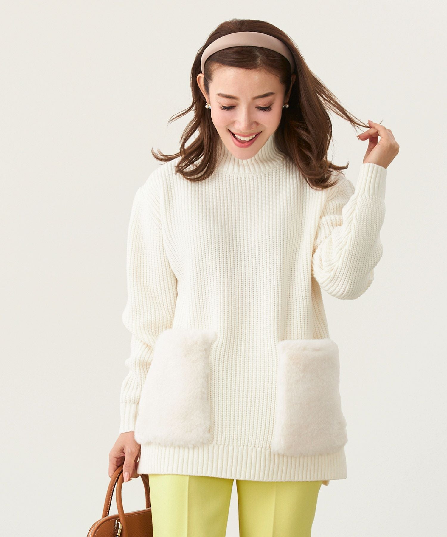 フェイクファー ポケット 片畦 ニット Liala×PG 全3色｜lpg441-1554【7