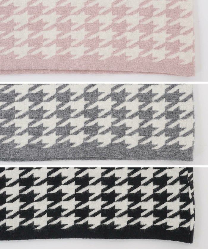 プリマシェレル/PrimaScherrer/レディース/ワンピース/タイト/ニットワンピ/長袖/ゴールド釦/ニット/ニットワンピース/エレガント/S/M/グレー/ブラック/ピンク/ブルー/千鳥格子/セットアップ/ウエストゴム/金釦/配色/