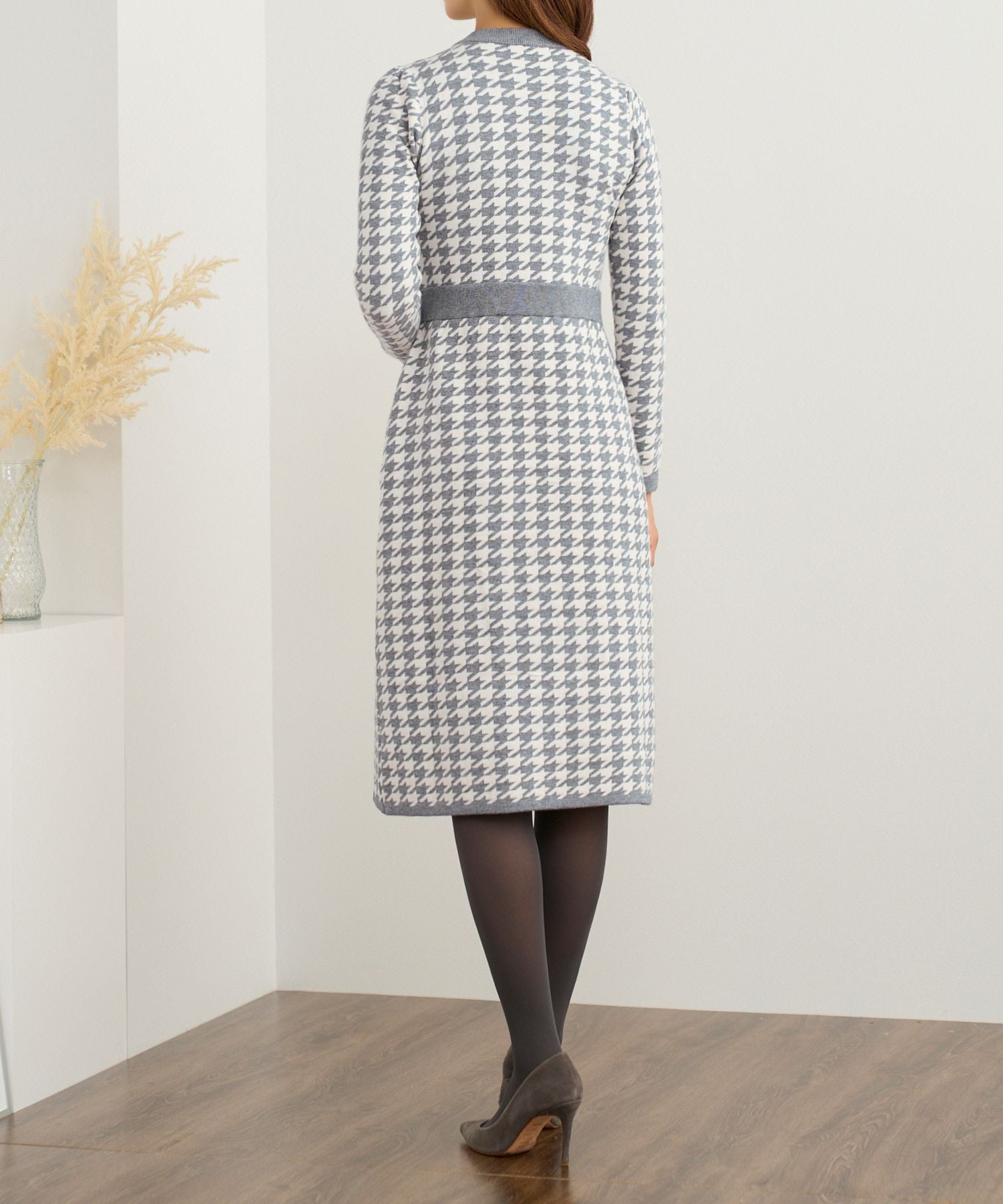 千鳥格子 ニットジャカード ワンピース Prima Scherrer 全3色｜psc312