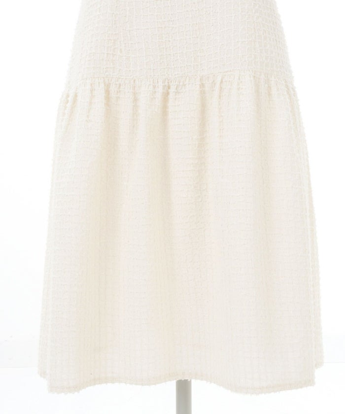 プリマシェレル/PrimaScherrer/レディース/ツイード/ワンピース/フィット＆フレア/ノースリーブ/きらきら/ラメ糸/ホリデーシーズン/オケージョン/エレガント/S/M/ホワイト/ブラック/モノトーン/