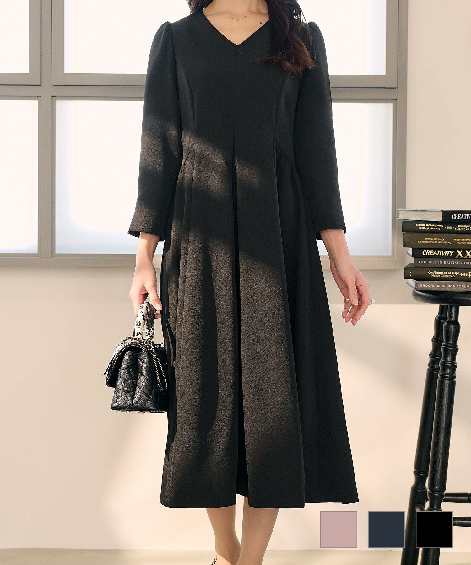 美シルエットフレアワンピース lieulien×saori yokota 全3色｜lul312