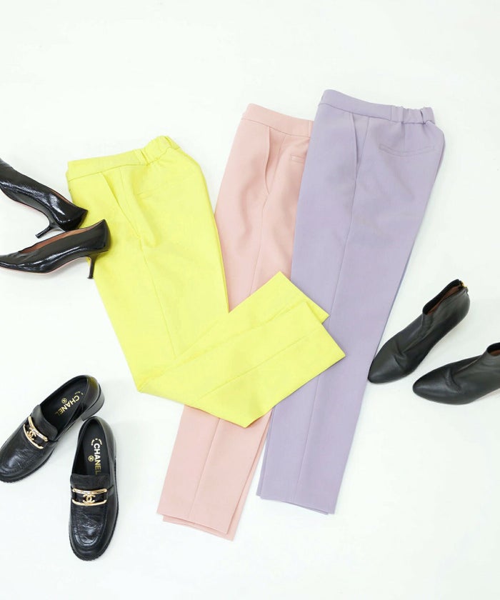 手洗い可/美ライン/テーパード/きれいめ/カラーパンツ/ボトムス/上品/オフィス/大人女子