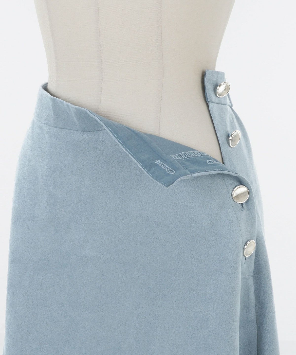 セレクト/ボトムス/スカート/ウエストゴム/スエード/フェイク/ドレープ/フレア/ボタン/ライトグレー/ピンク/サックス/F/フリー/秋/冬/マシュマロ/上品/可愛い/かわいい/大人/