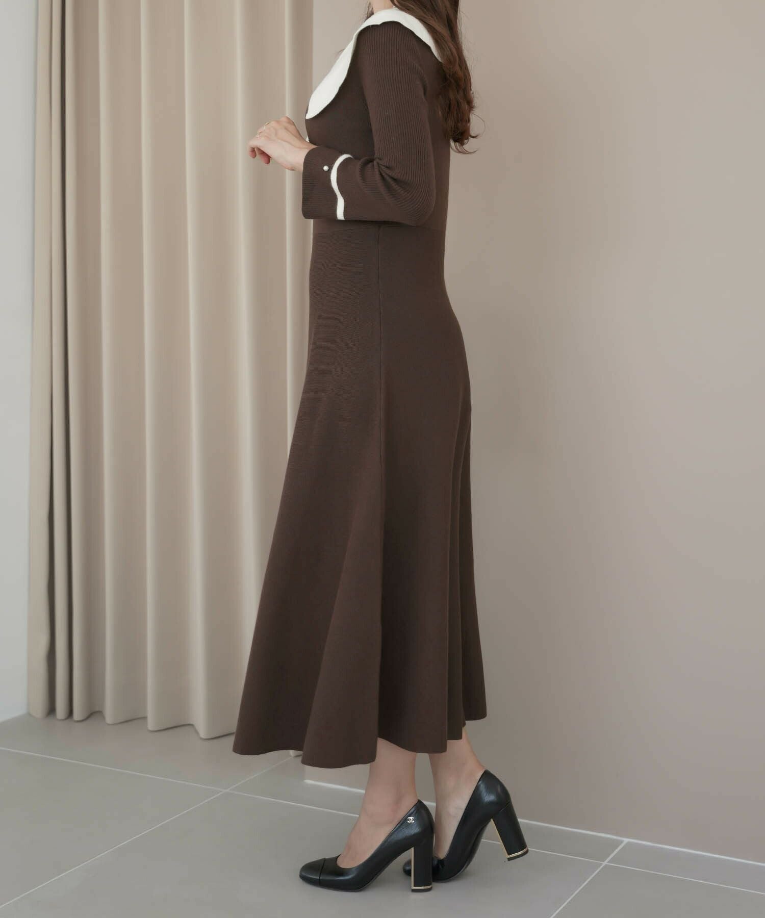 アシメカラー クラシカル ニット ワンピース le reve vaniller 全6色