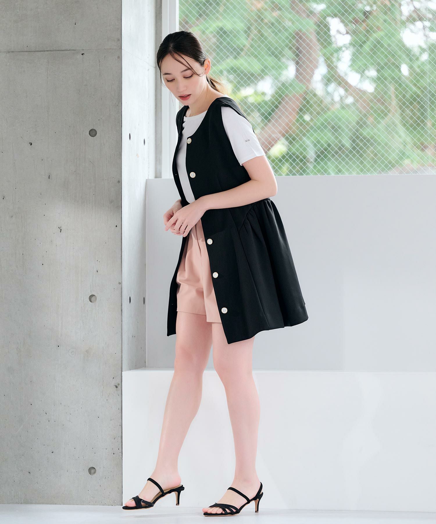 lieulien リュリアン　ペプラム　ジレ　ワンピース 前後2way ペプラム ジレワンピース lieulien×Miki Ozaki 全3色｜lul211