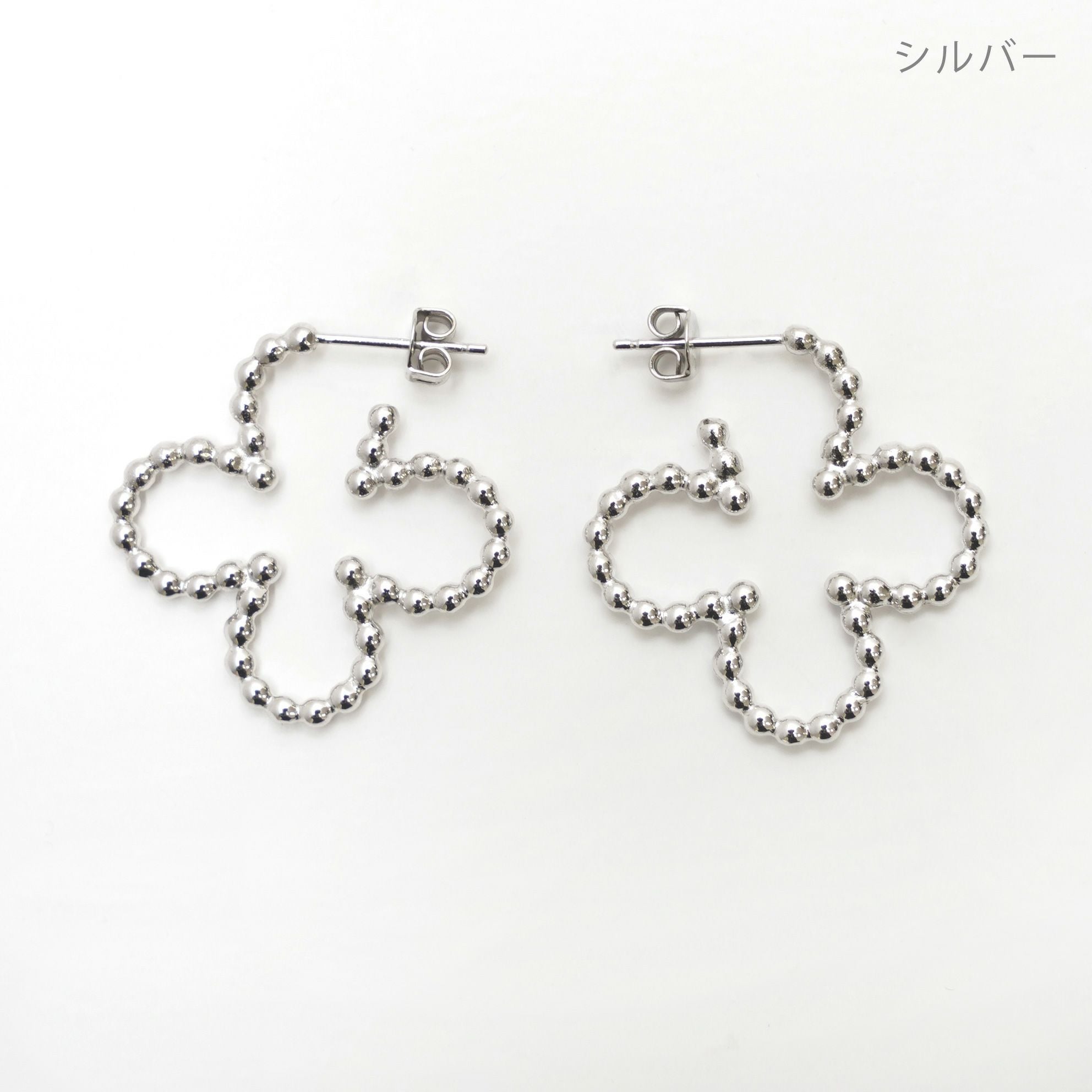 スタッズ クローバー フープ スモール ピアス Studs Clover Hoop Small