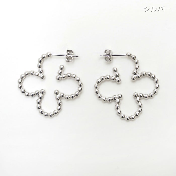 スタッズ クローバー フープ スモール ピアス Studs Clover Hoop Small Pierce 真鍮 チタンポスト スタッズ クローバー フープ スモール ピアス Studs Clover Hoop Small Pierce （Liala）