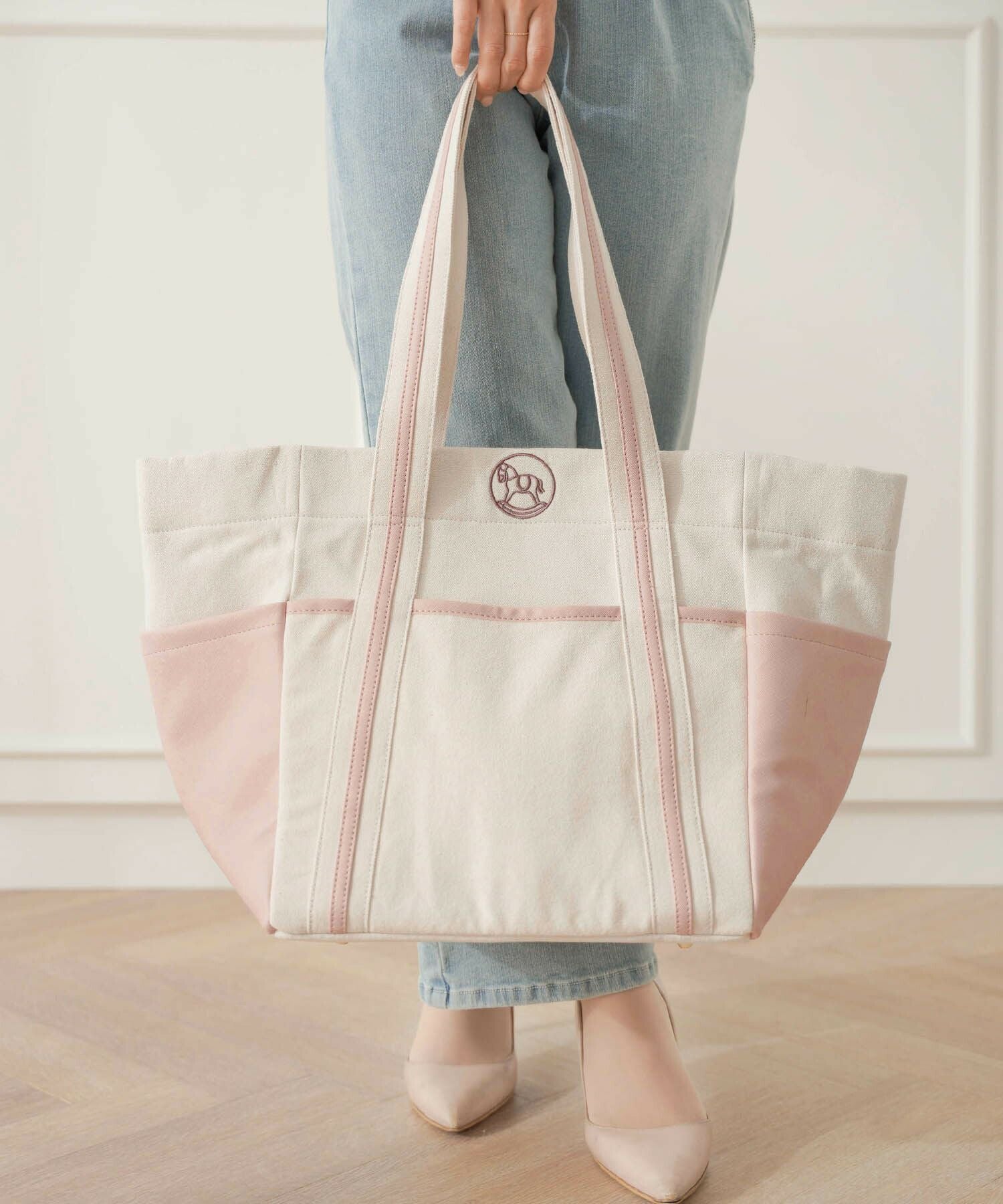 木馬モチーフ 刺繍 マザーズ トートバッグ le reve vaniller 全4色