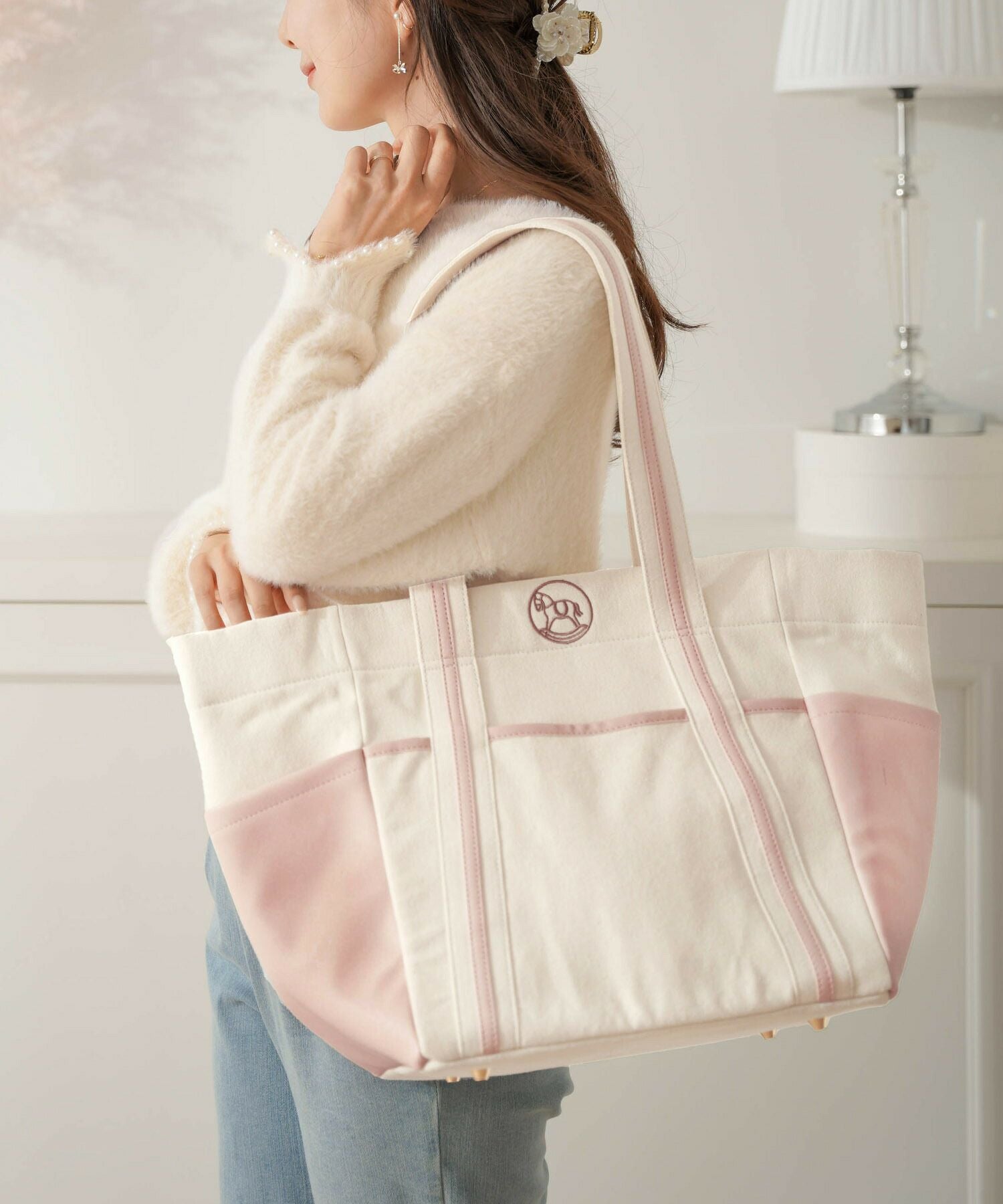 木馬モチーフ 刺繍 マザーズ トートバッグ le reve vaniller 全4色
