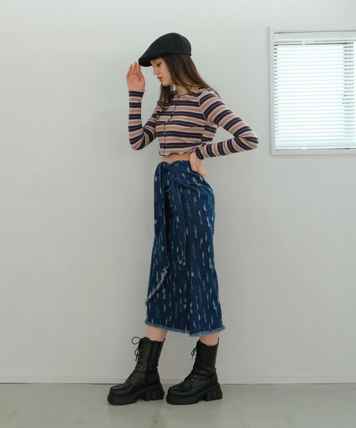 ボトムス/スカート/デニム/ラップスカート