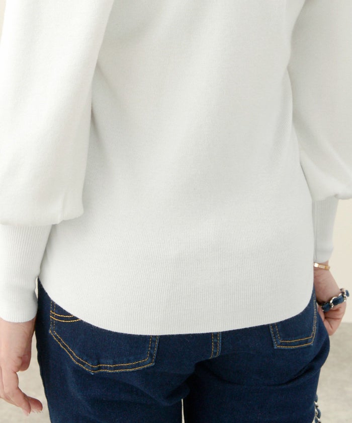 手洗い可/長袖/パフスリーブ/袖山ギャザー/袖口リブ/バックスタイル/釦/大人可愛い