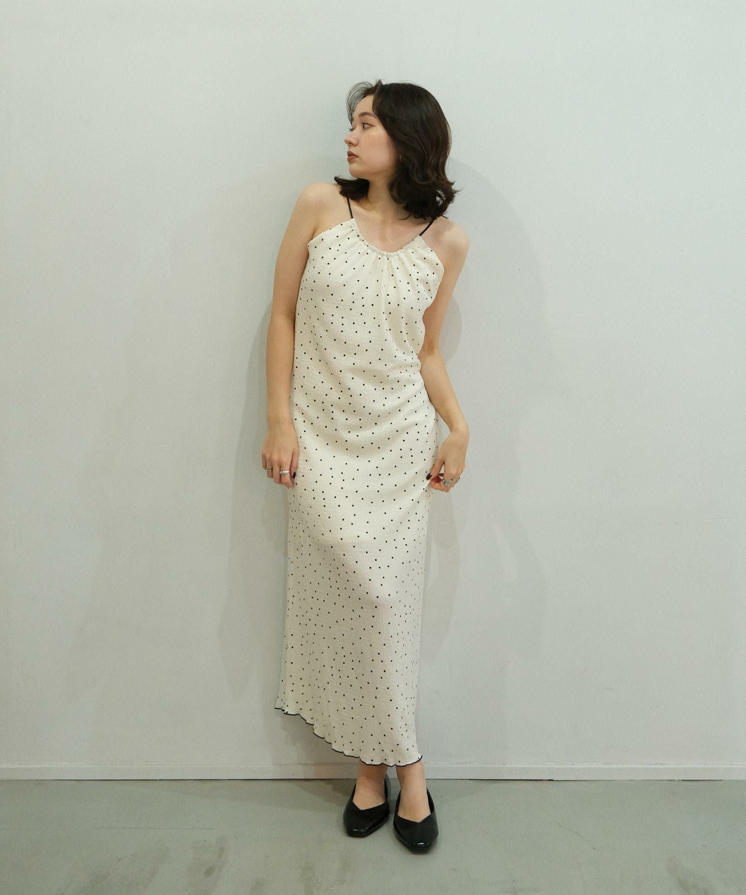 ドット柄 ドロストキャミワンピース TINA：JOJUN 全2色｜tnj311-0552