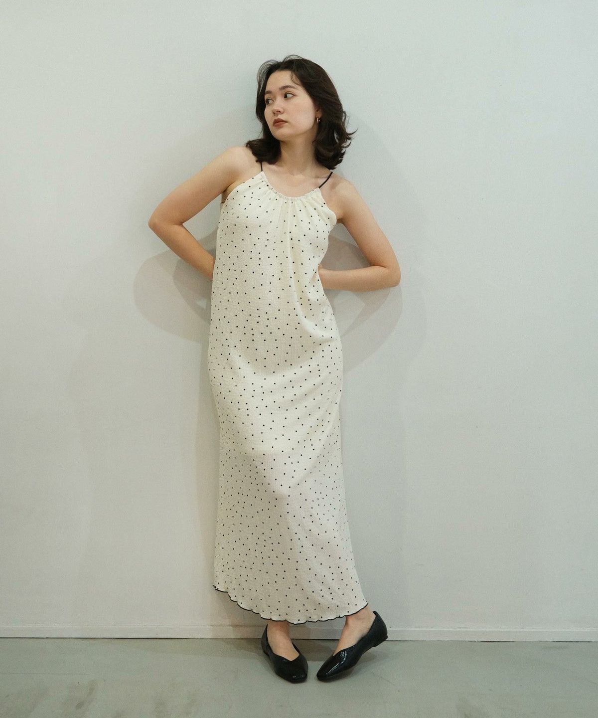 ワンピース/ドット/キャミワンピース/アイボリー/ボルドー
