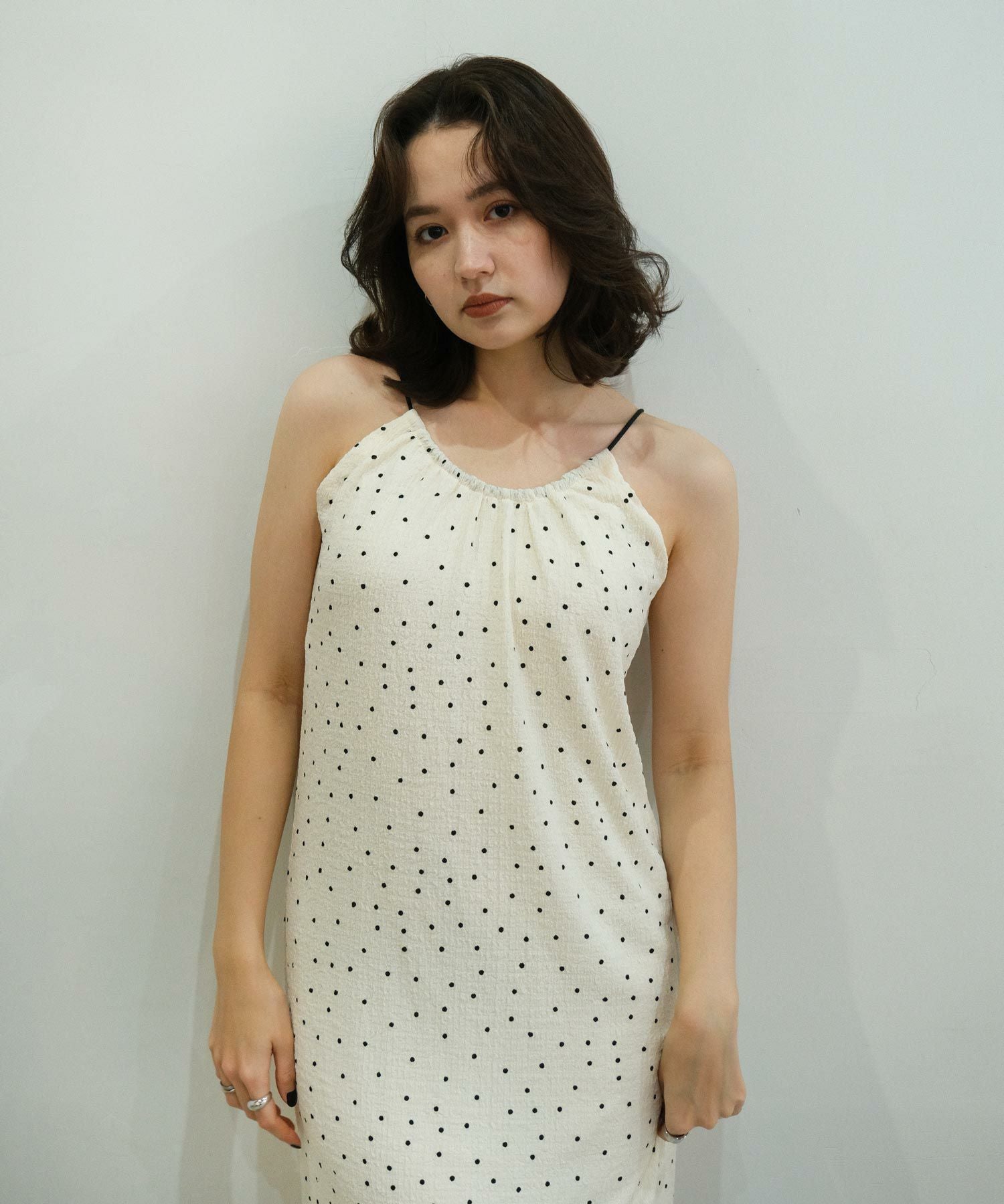 TINA:JOJUN ドット柄 ミニワンピース ドット柄 ドロストキャミワンピース TINA：JOJUN 全2色｜tnj311-0552