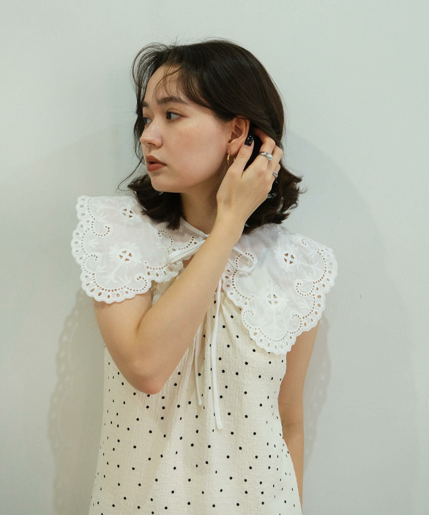 TINA:JOJUN ドット柄 ミニワンピース ドット柄 ドロストキャミワンピース TINA：JOJUN 全2色｜tnj311-0552