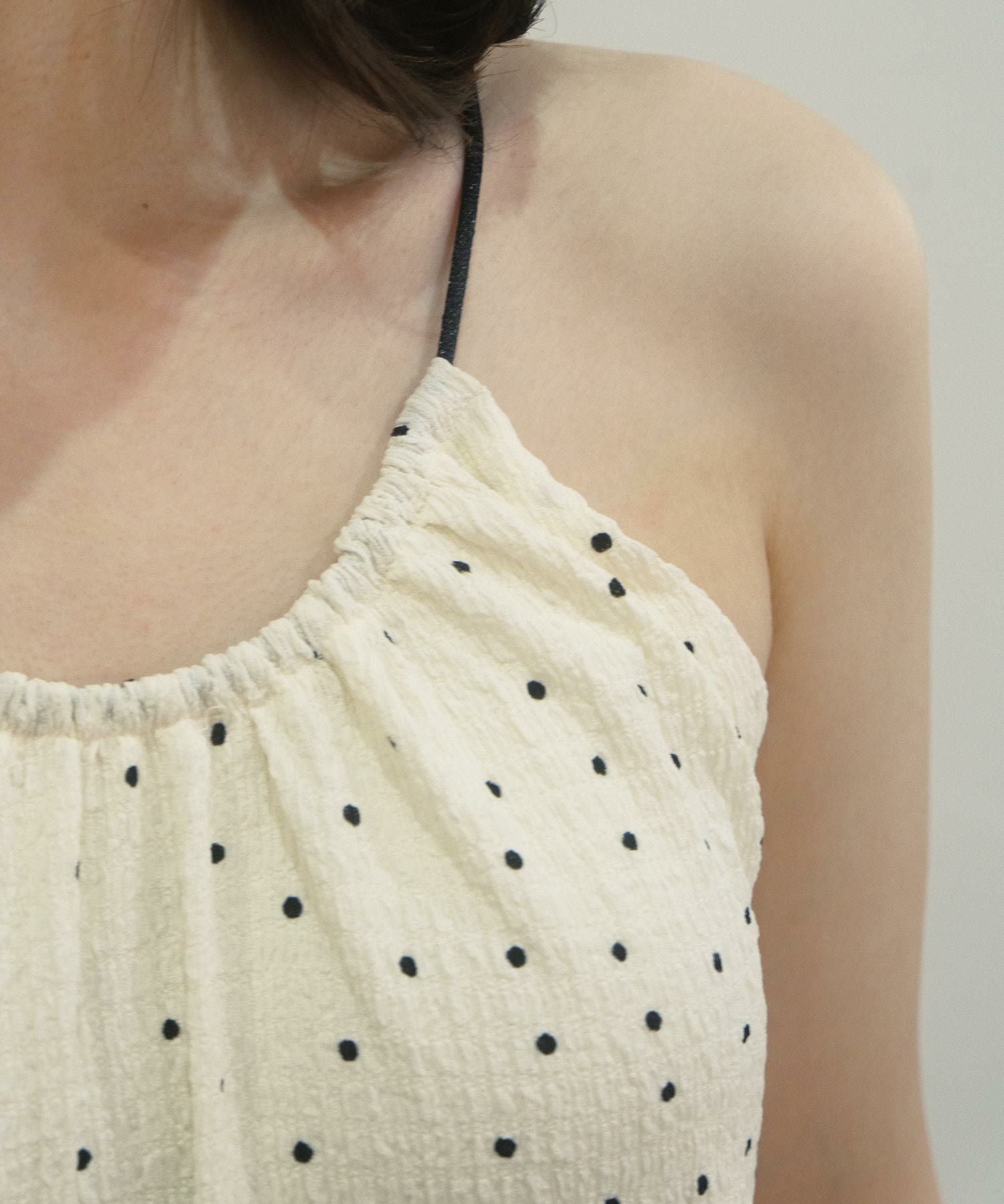 ドット柄 ドロストキャミワンピース TINA：JOJUN 全2色｜tnj311-0552