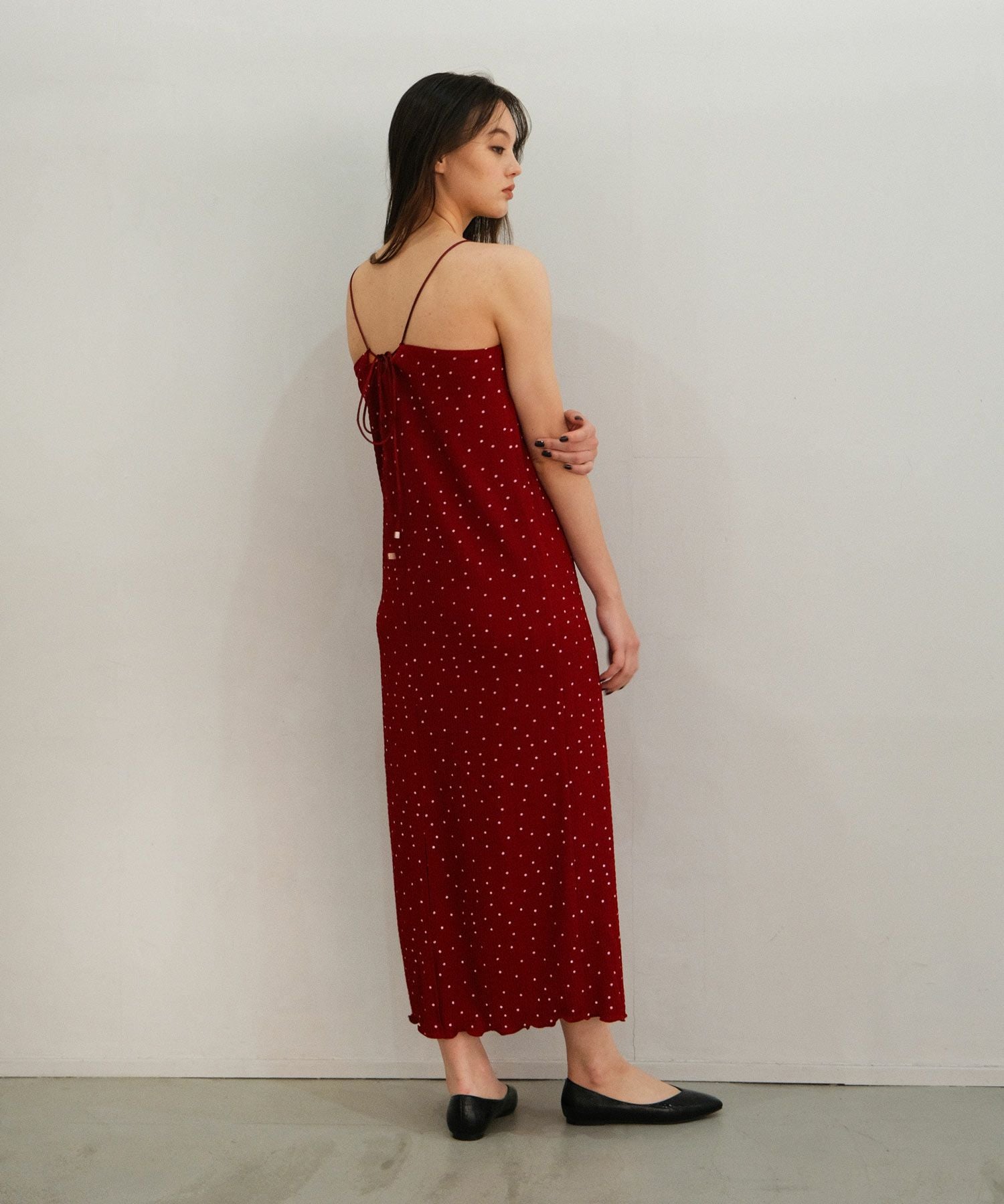 ドット柄 ドロストキャミワンピース TINA：JOJUN 全2色｜tnj311-0552