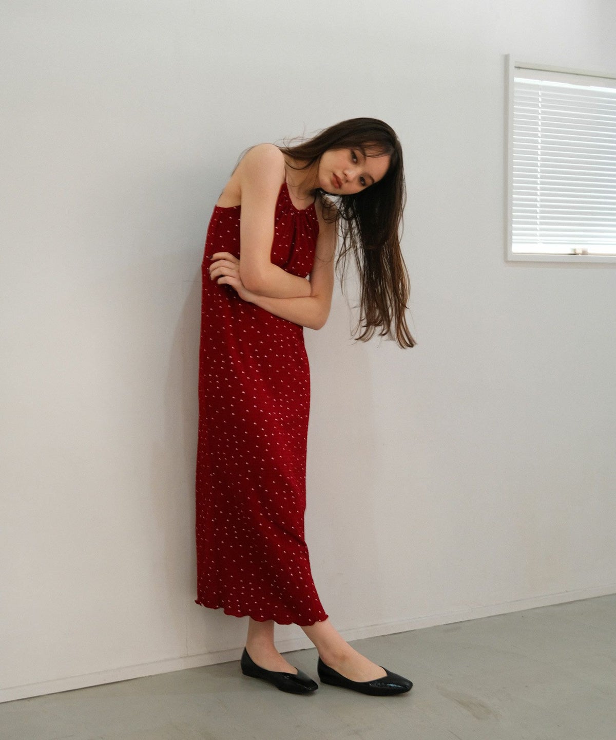 ワンピース/ドット/キャミワンピース/アイボリー/ボルドー