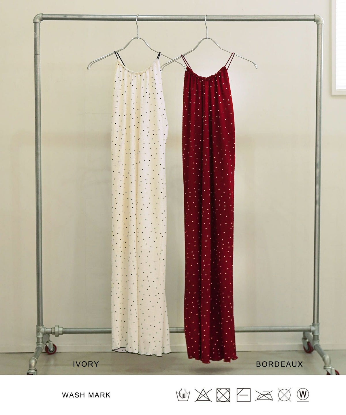 ワンピース/ドット/キャミワンピース/アイボリー/ボルドー