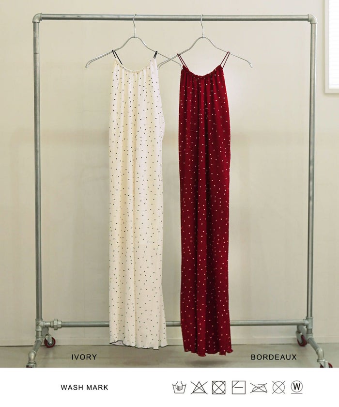 ワンピース/ドット/キャミワンピース/アイボリー/ボルドー