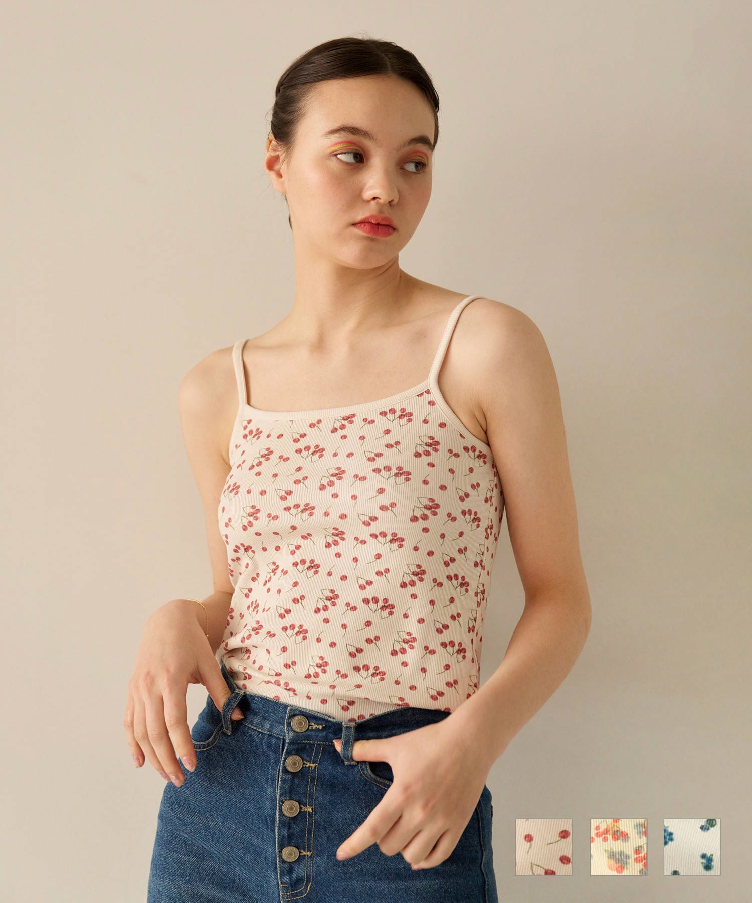 フルーツ柄 キャミソール TINA：JOJUN 全3色｜tnj511-0571【2